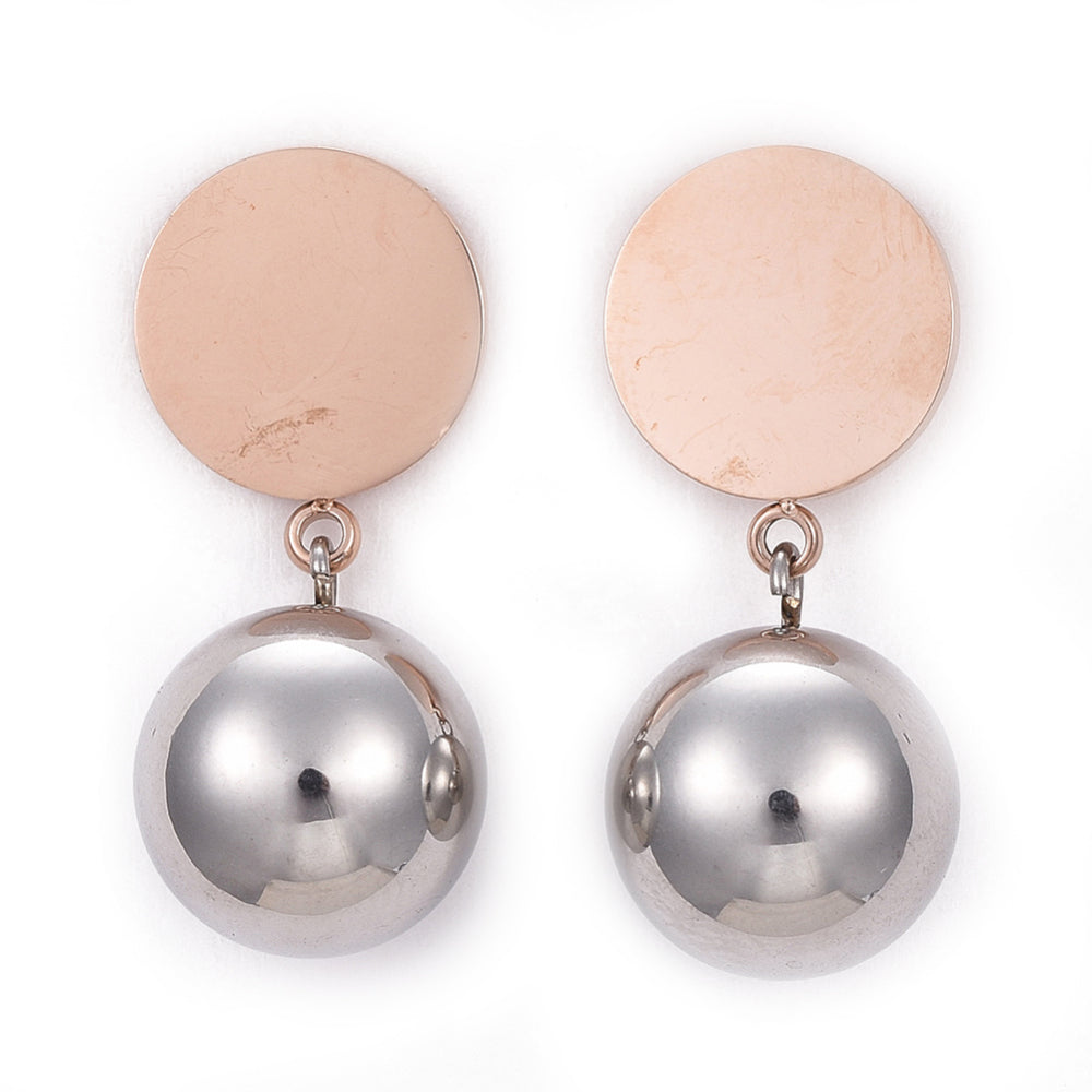 Clou d'oreille plateau rond et perle acier 25.4 mm, broches: 0.8 mm