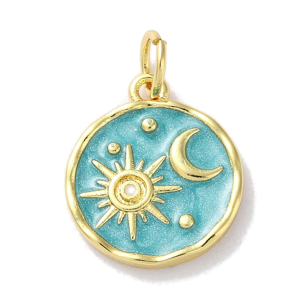 Charm lune et soleil ovale - coloré