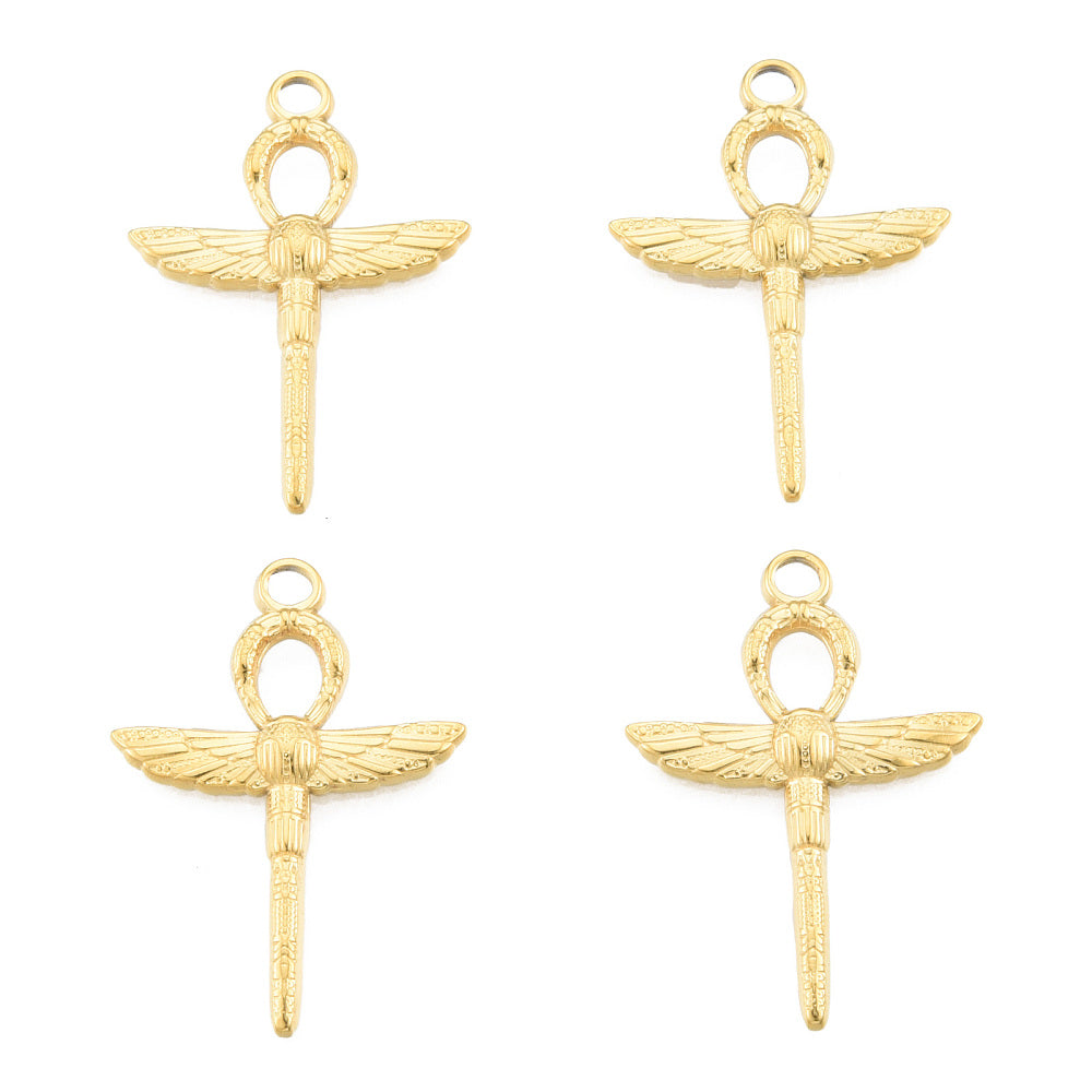 Pendentif croix de Ankh scarabée + attache belière