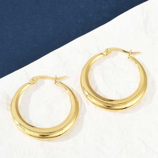 Créole ronde épaisse acier inoxydable 32mm or