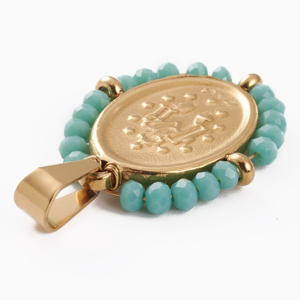 Pendentif vierge debout et perle
