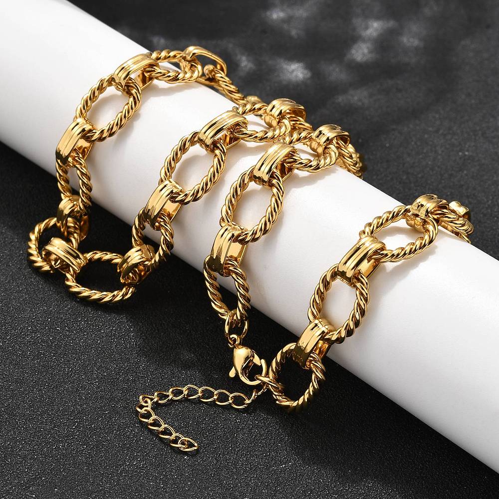 Collier acier inoxydable maille ovale