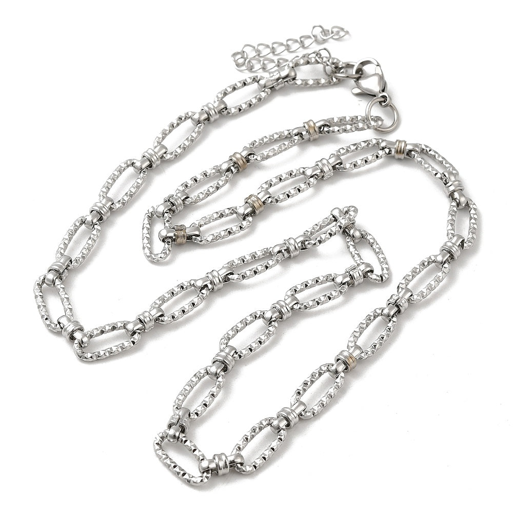 Collier acier inoxydable maille thrombone pailleté