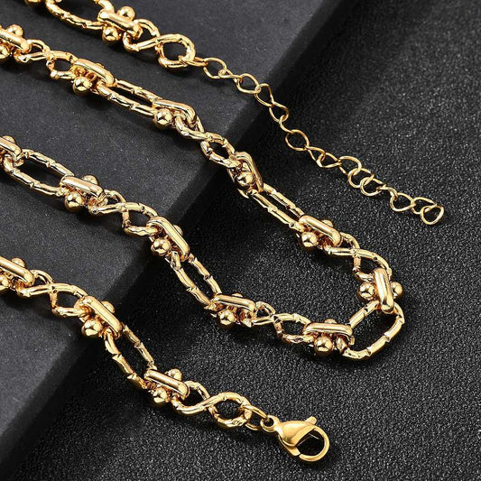 Collier acier inoxydable maille articulé or