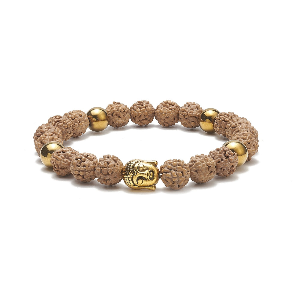 Bracelet Rudrashka bouddha et perle de 6mm