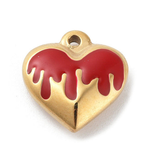 Charm émaillé - Cœur enrobé
