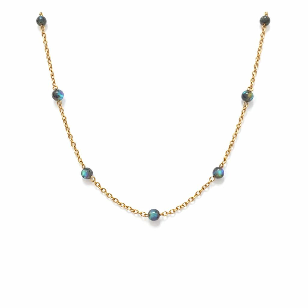 Collier - Trou de fer - Labradorite 4mm