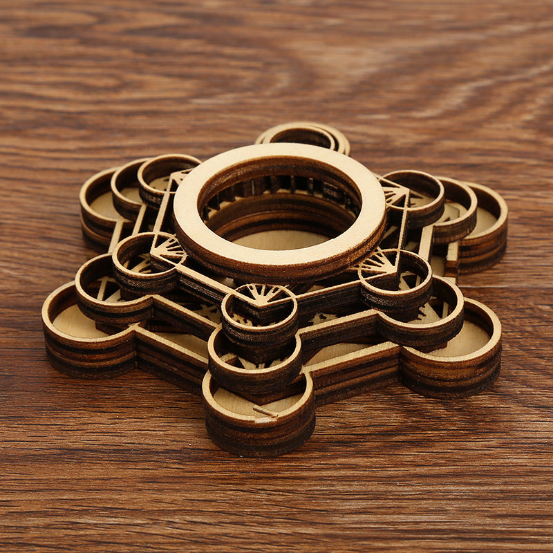 Porte sphère, boule en bois à motif feng-shui