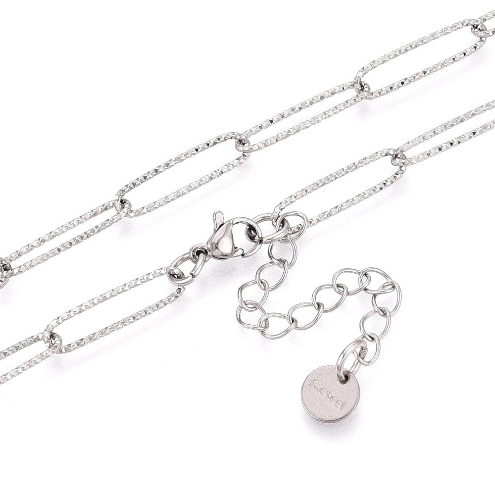 Collier acier inoxydable maille trombone 40 cm