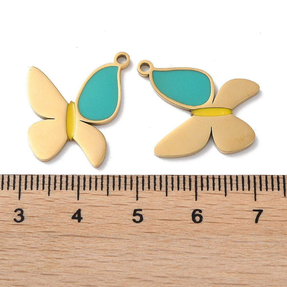 Charm émaillé - Papillon vert