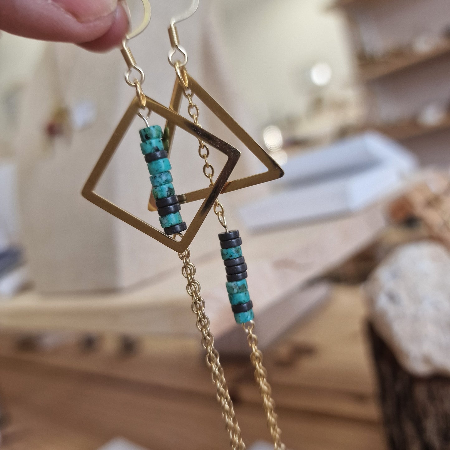 Boucle d'oreilles dépareillées - Détox émotionnelle - turquoise