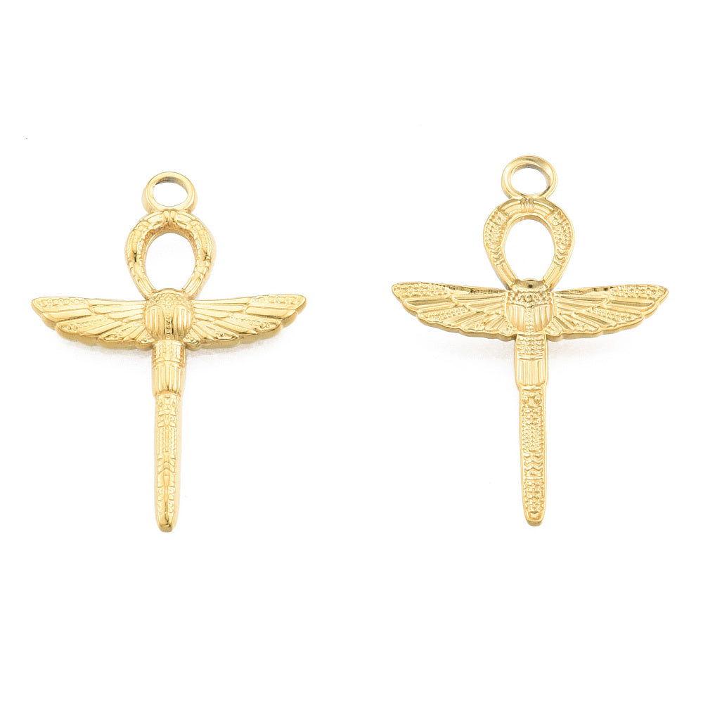 Pendentif croix de Ankh scarabée + attache belière