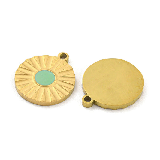 Charm émaillé -  Médaille centre vert