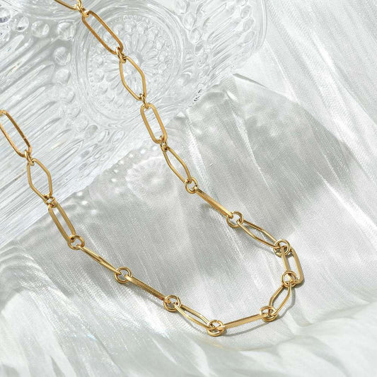 Collier acier inoxydable maille ovale et losange