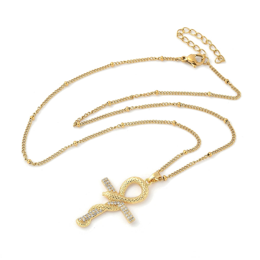 Collier croix de Ankh et serpent de la connaissance