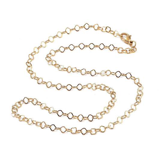 Collier acier inoxydable maille losange or