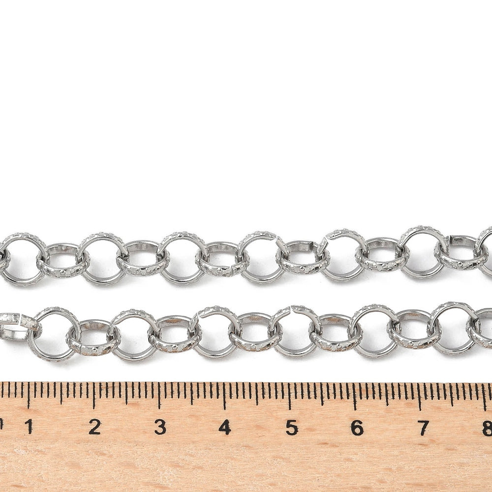 Collier acier inoxydable maille rolo texturé