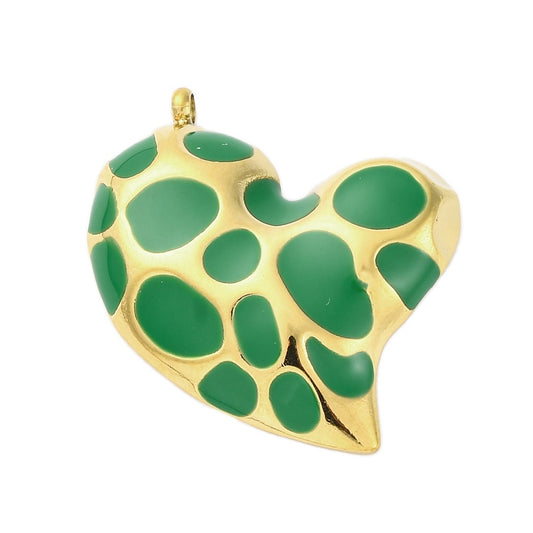 Charm émaillé - Cœur Tachetée