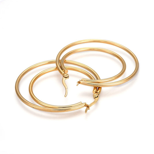 Créole double acier inoxydable or  47mm