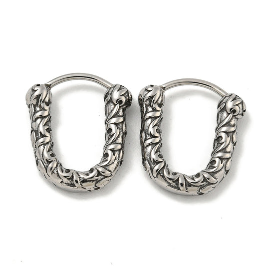 Boucle d'oreille mixte ovale texturé vendu à l'unité