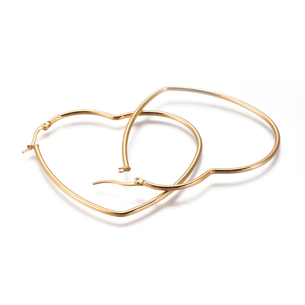 Créole coeur classique acier inoxydable 66mm or