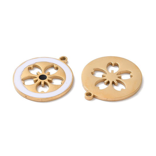 Charm émaillé - Fleur blanche