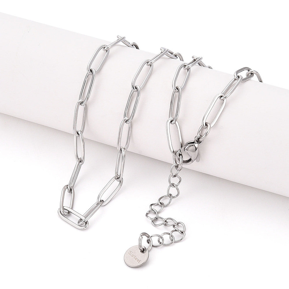 Collier acier inoxydable maille trombone simple 69.5cm