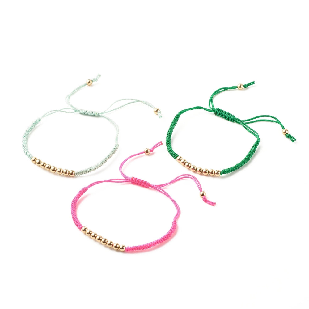 Bracelet cordon tressé et perle doré amitié
