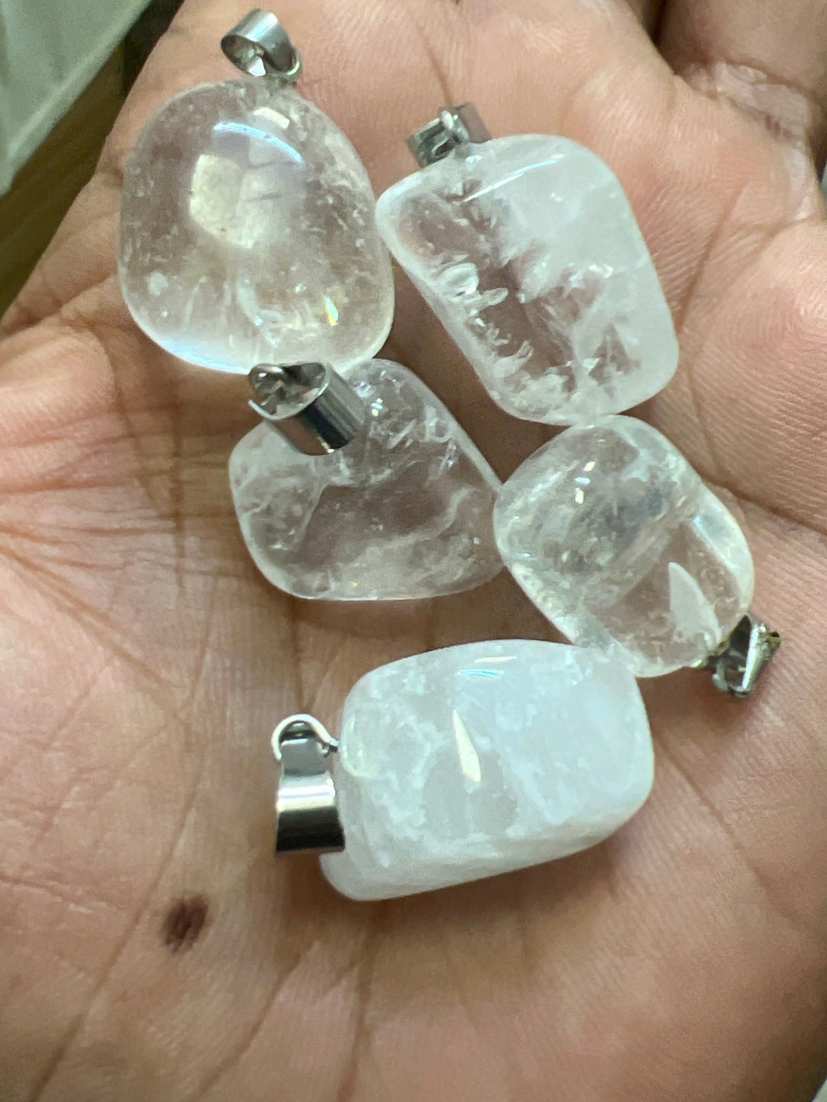 Pendentif Cristal de roche pierre roulée