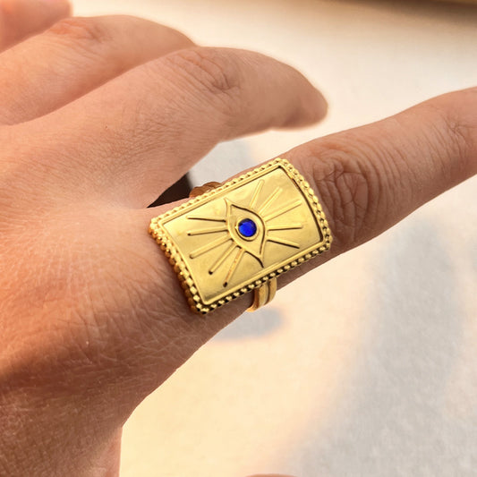 Bague protection mauvais oeil strass