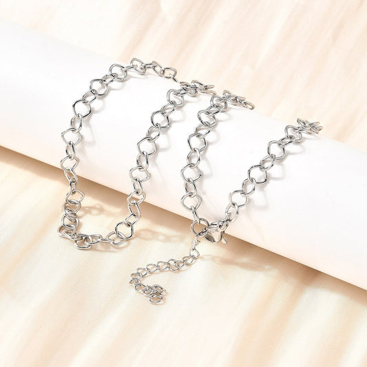 Collier acier inoxydable maille losange argent