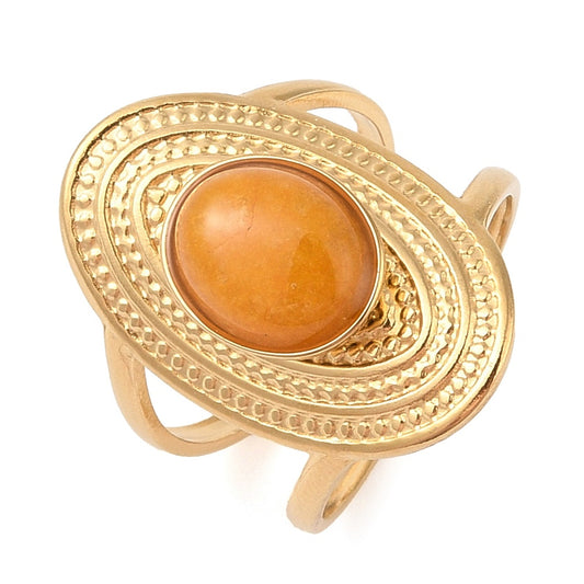 Bague plateau ovale jade jaune