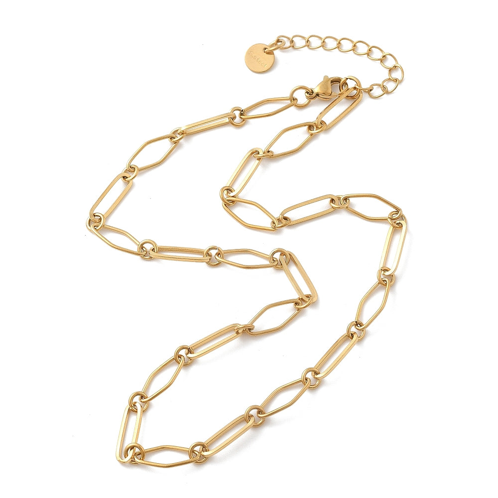 Collier acier inoxydable maille ovale et losange