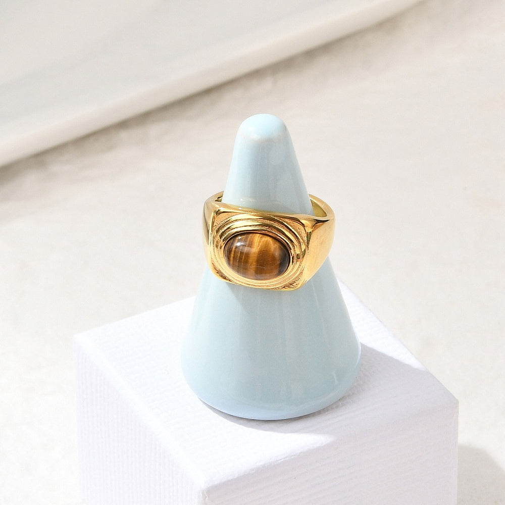 Bague chevalière homme oeil de tigre