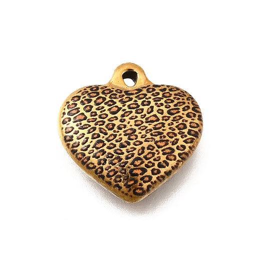 Charm coeur émaillé leopard