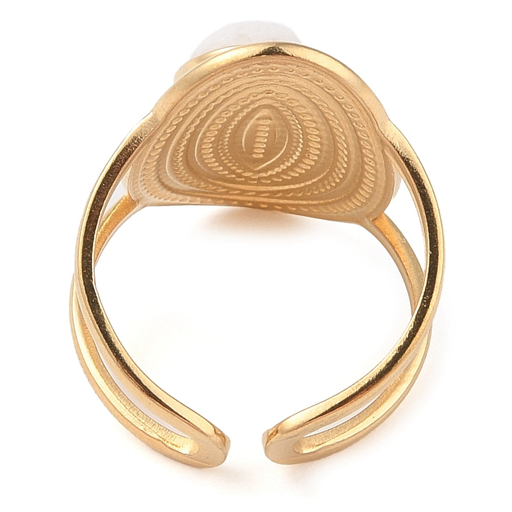 Bague plateau ovale jade blanc