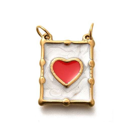 Charm émaillé  - Carte de cœur