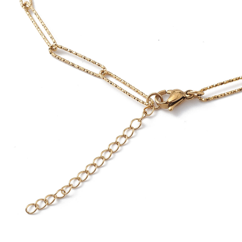 Collier acier inoxydable maille thrombone large pailletté