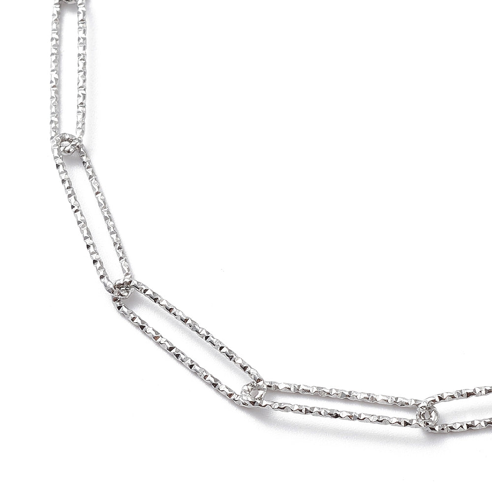 Collier acier inoxydable maille thrombone longue pailleté
