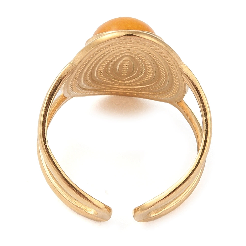 Bague plateau ovale jade jaune