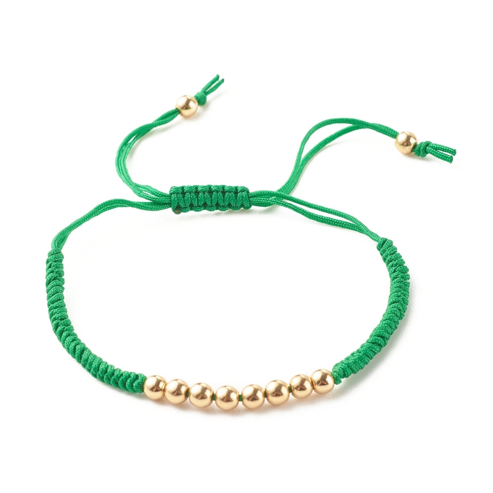 Bracelet cordon tressé et perle doré amitié
