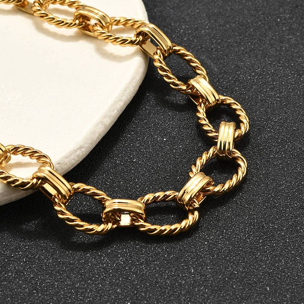 Collier acier inoxydable maille ovale