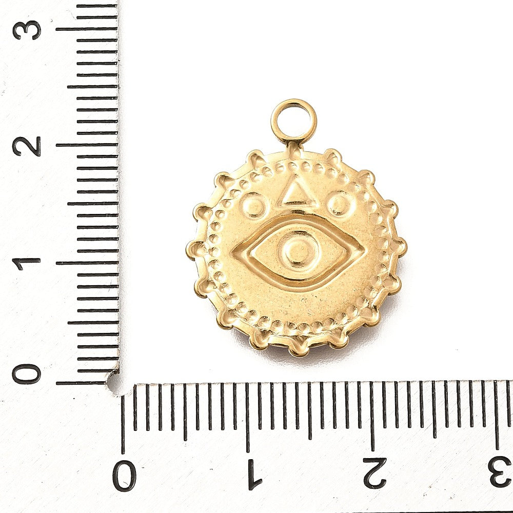 Charm émaillé - Médaille mauvais oeil violet