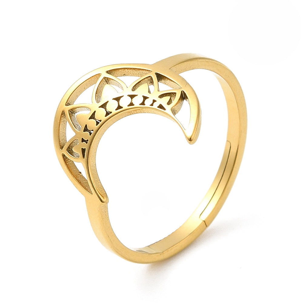 Lucia bague acier inoxydable or lune