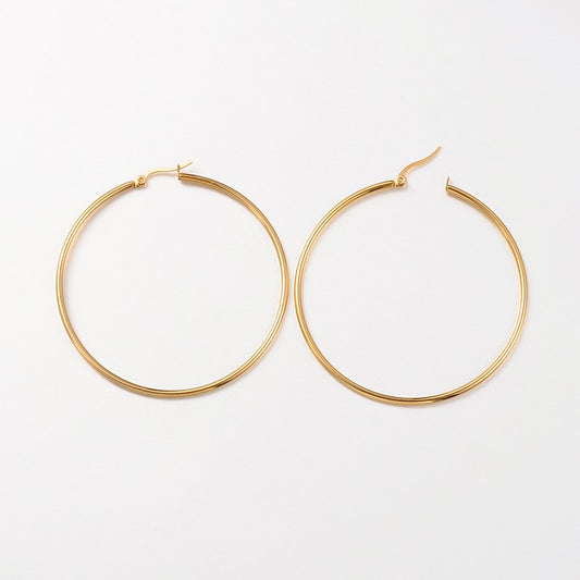 Créole ronde classique acier inoxydable 65mm or