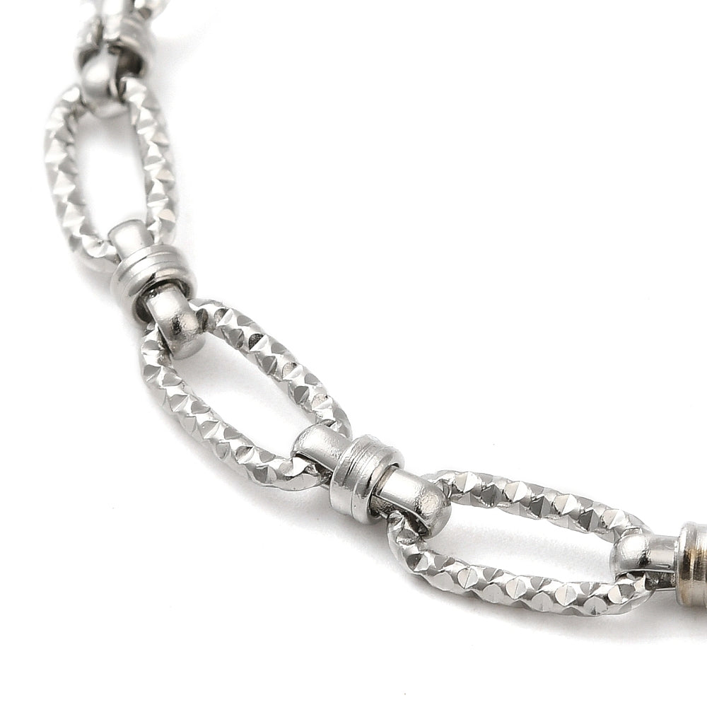 Collier acier inoxydable maille thrombone pailleté