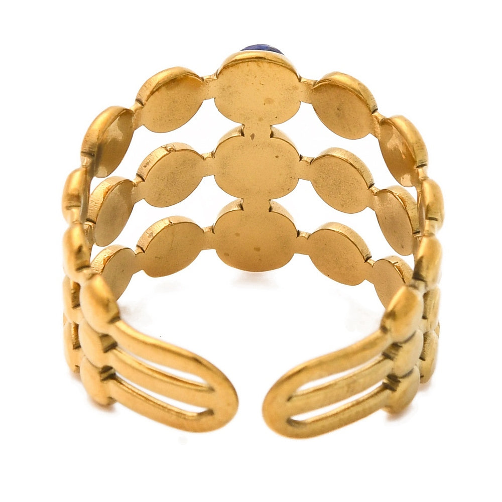 Bague 3 rangs lapis lazuli