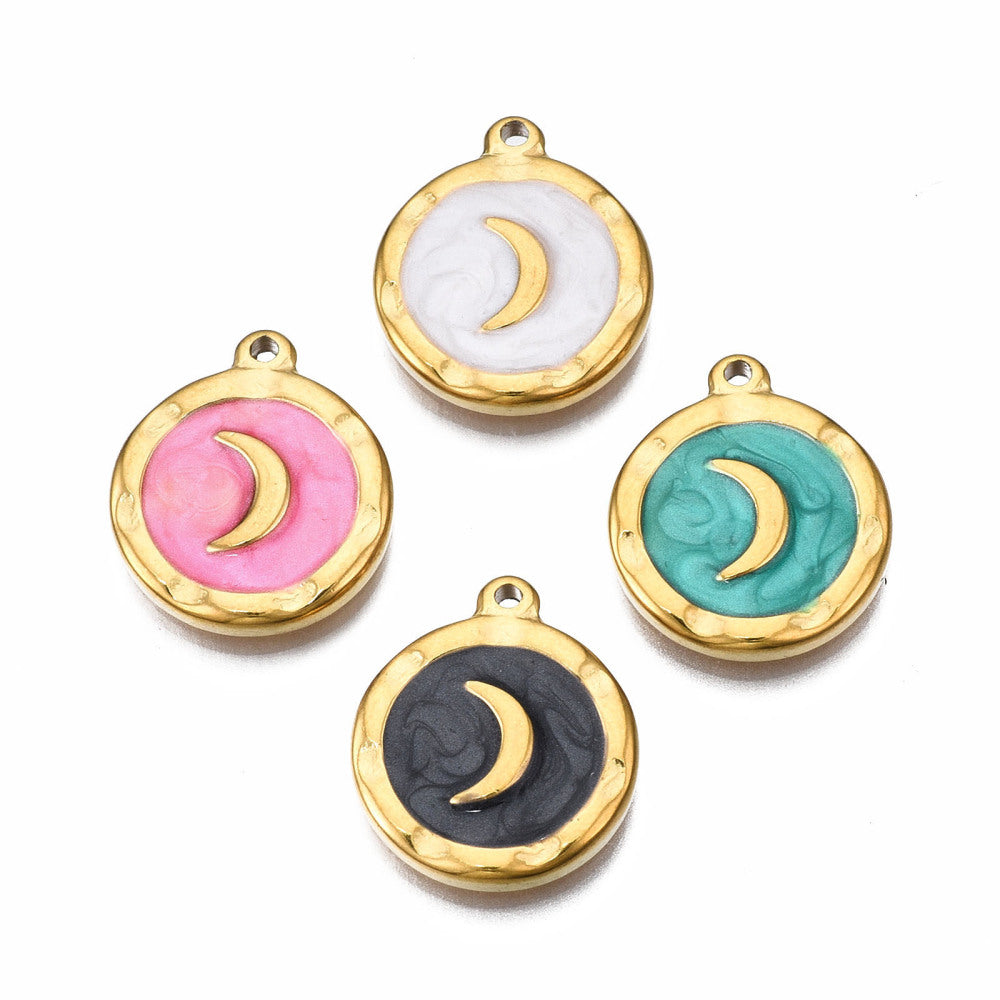 Charm croissant de lune ovale - coloré