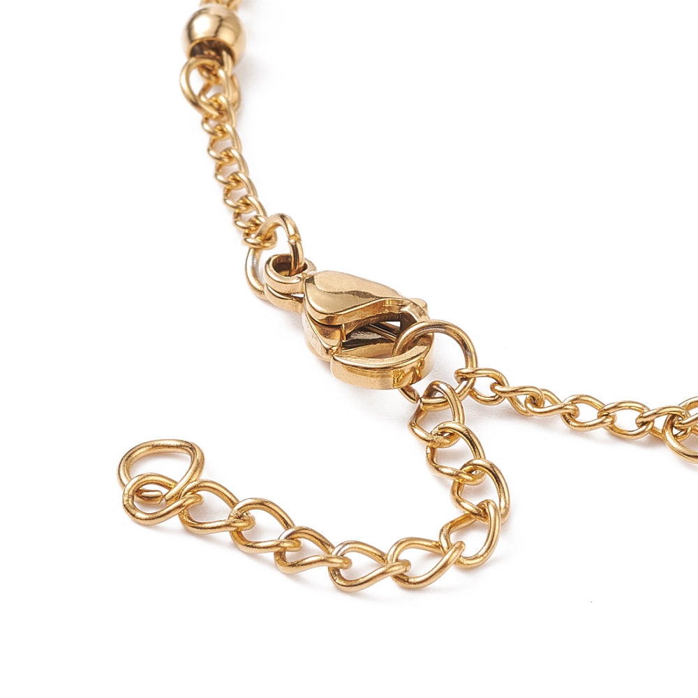 Bracelets de perles de chapelet avec croix, Bracelet en acier inoxydable 201