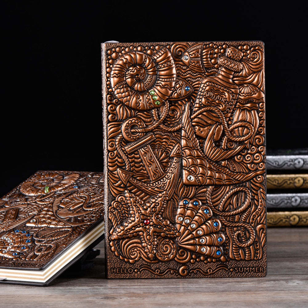 Carnet spirituel cuir PU relief motif nature